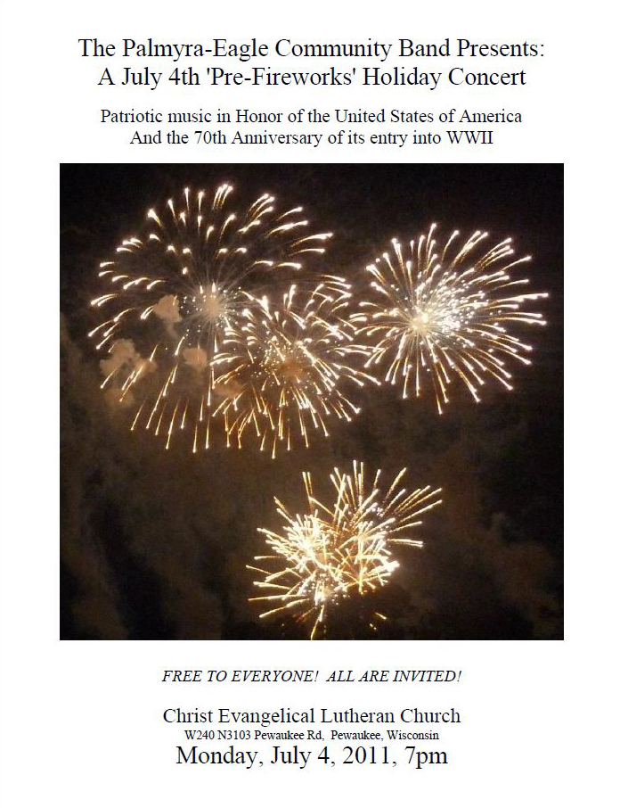 Program From Palmyra-Eagle Community Band Concert July 4, 2011 